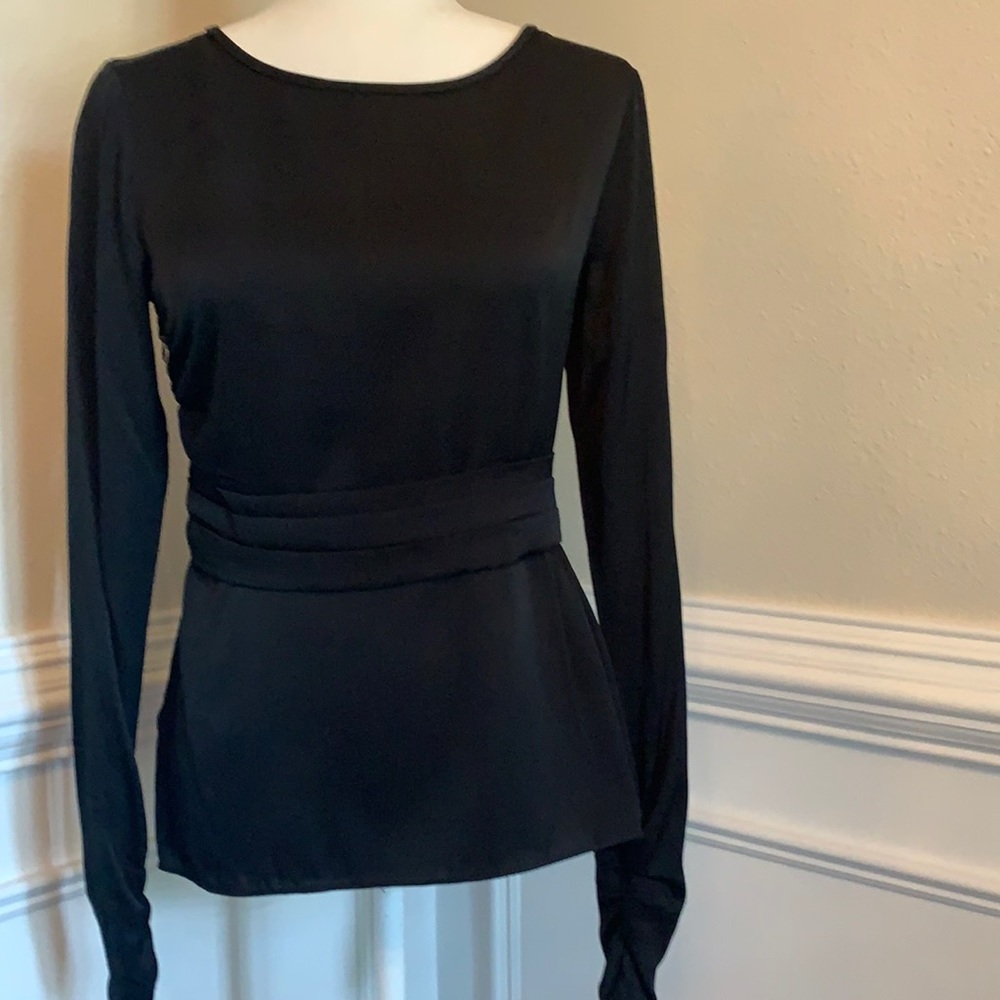 Leon Max Limited Edition Long Sleeve Black Silk Top